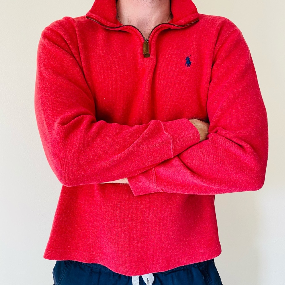 Polo Ralph Lauren 100% cotton zip up french rib mock neck sweater - Picture 2 of 6